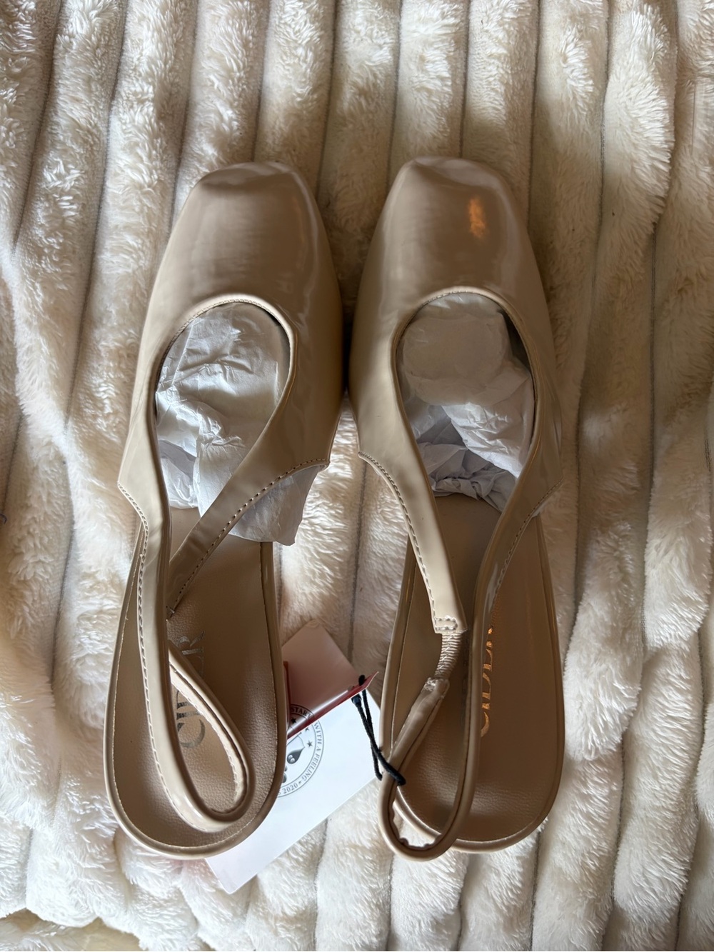 Cider Nude Slingback Square-Toe Heels
